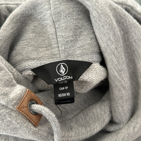 Women’s Volcom Tower pullover cowl neck hoodie with leather accents in grey XS - Picture 6 of 7